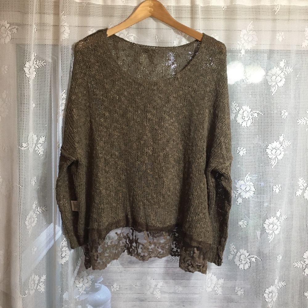 Loose fitting open weave sweater